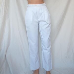 White High Waisted Adjustable Wide Straight Leg Trousers